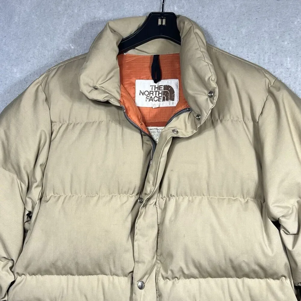 VTG 70’s The North Face Goose Down Puffer Jacket Men’s Size Medium Brown Tag